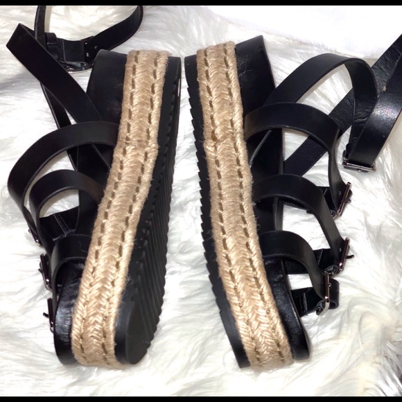 NWT U.O. BLK STRAP WEDGES W/ JUTE  9 - Picture 6 of 7